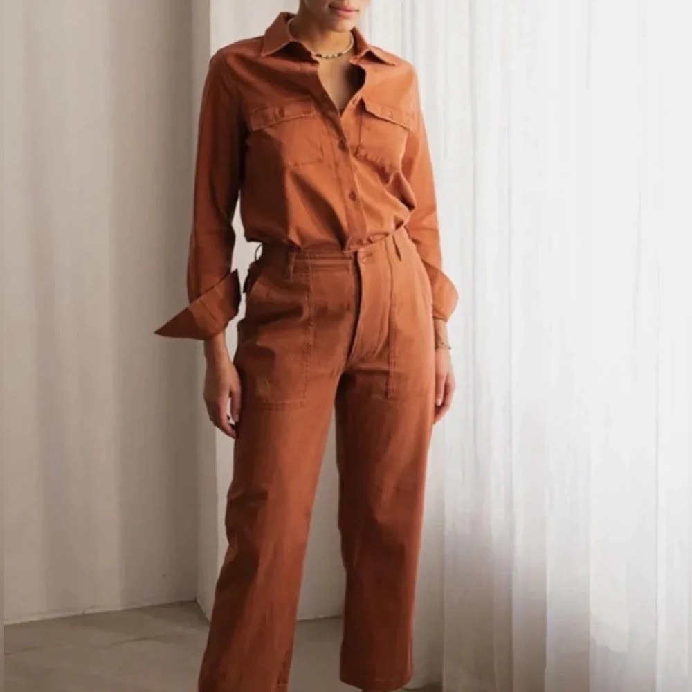 Ragdoll LA Utility Shirt Rust Orange Button Down Long Sleeve Top S NEW